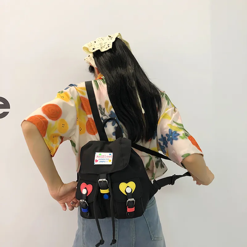 Travel Nylon Backpack Unisex Black/White/Blue-4