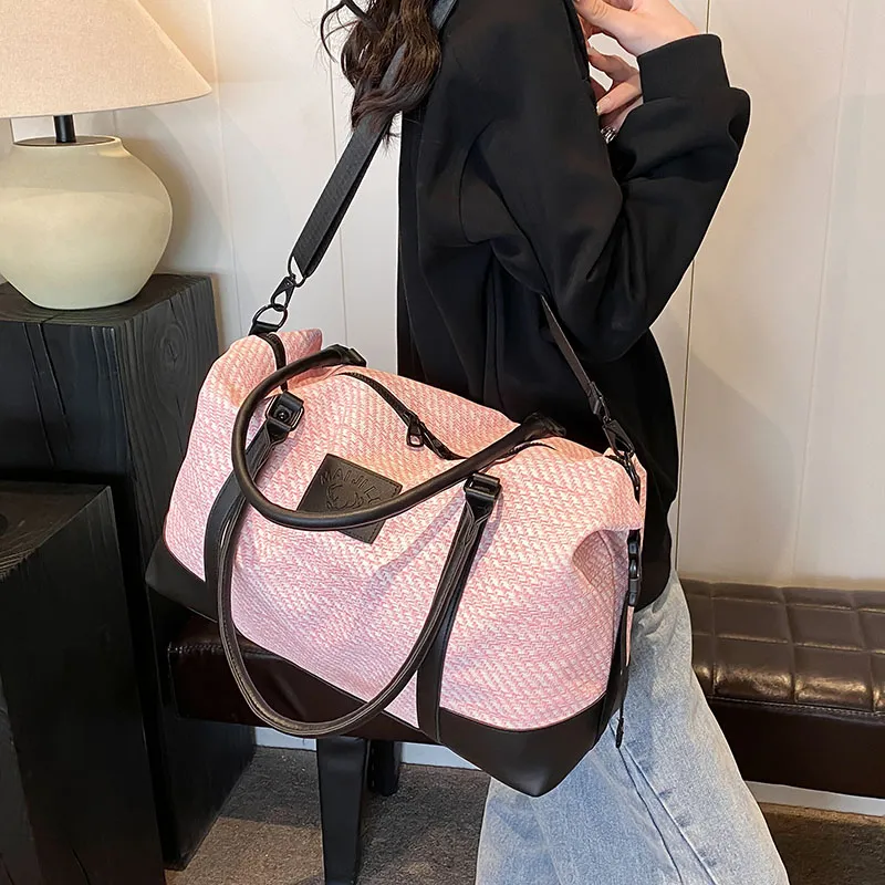 Travel PU Travel Bag Unisex Khaki/Pink/Black/Gray-24
