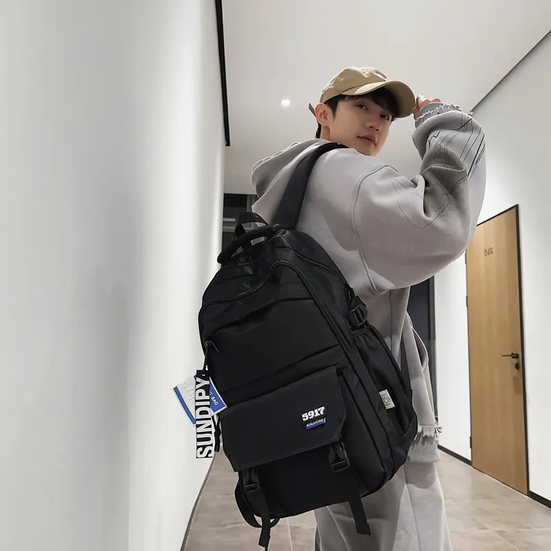 Travel Nylon Backpack Regular Unisex Pure Black/Blue/Black Coffee/Black Gray Color-5