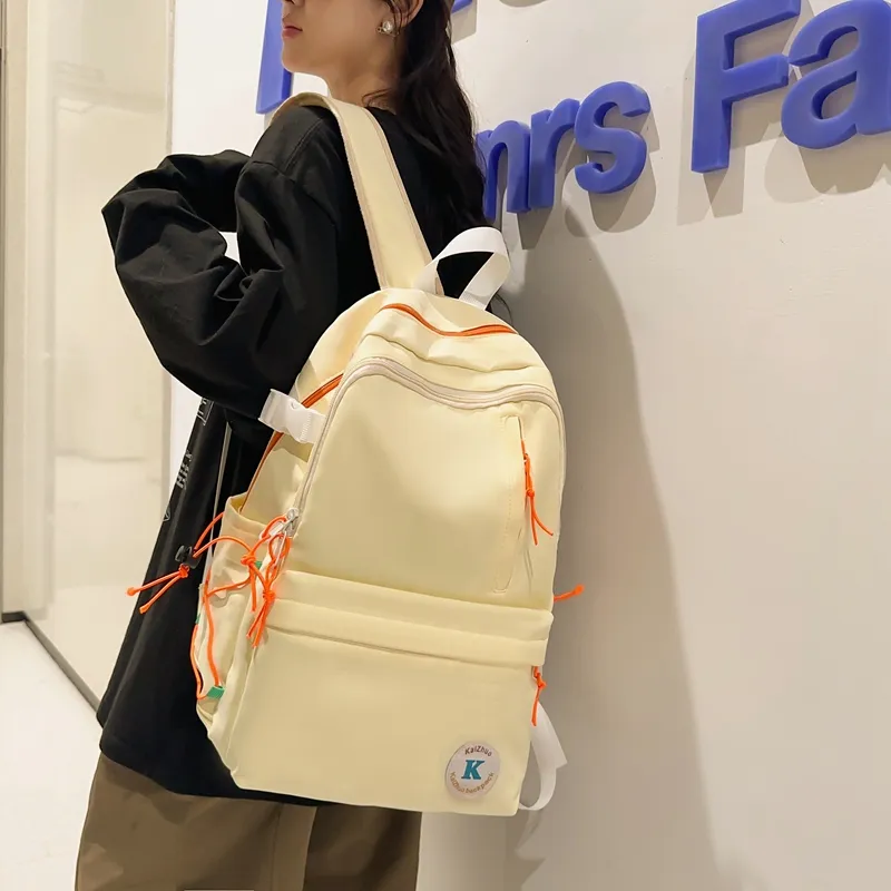 Travel Nylon Backpack Regular Unisex Black/Gray/Yellow-16