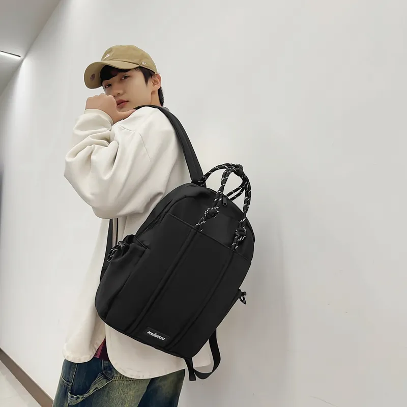 Travel Nylon Backpack Regular Unisex Black/Khaki/Yellow-7