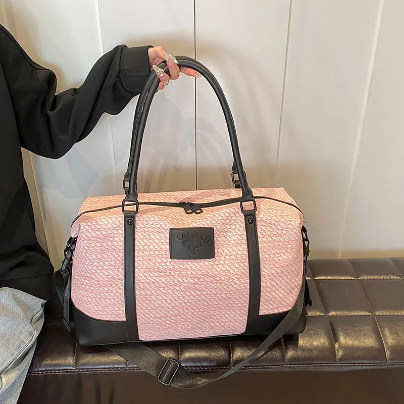 Travel PU Travel Bag Unisex Khaki/Pink/Black/Gray-17