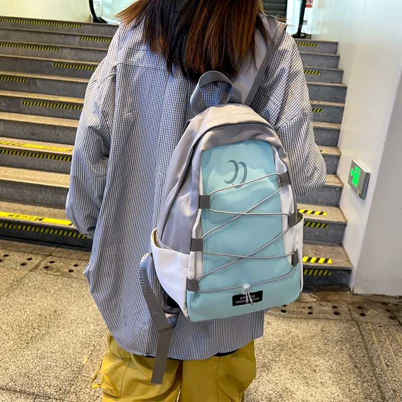 Travel Nylon Backpack Regular Unisex Black/Brown/Dark Blue/Light Blue-18