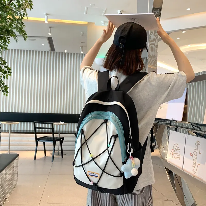 Travel Oxford Backpack Women's Black/White/Blue/Purple-2