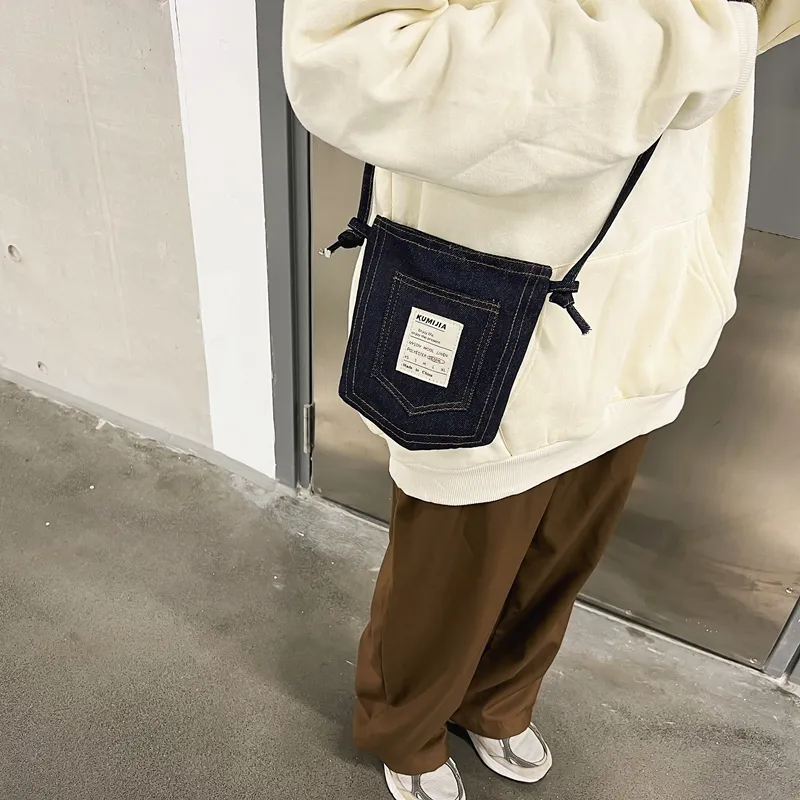 Travel Denim Crossbody Bag Unisex Black/Blue-2