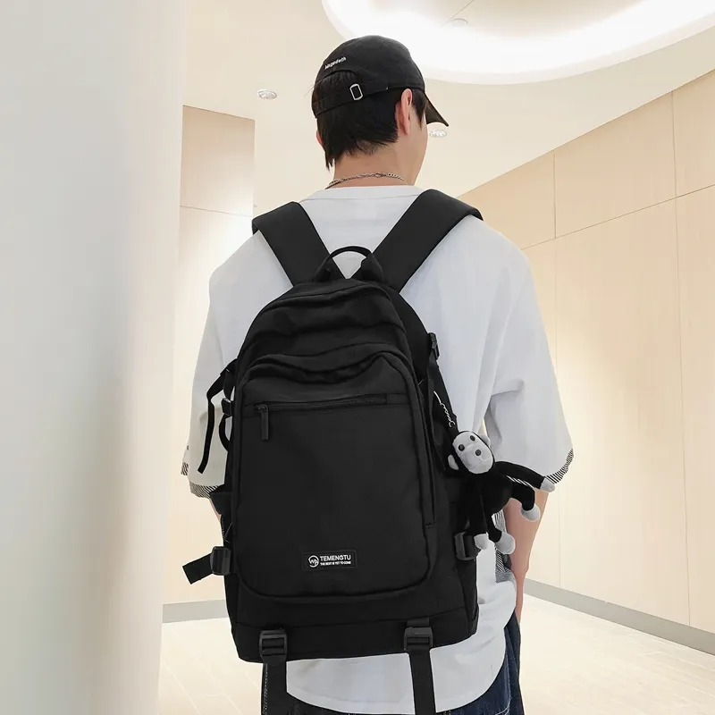 Travel Nylon Backpack Regular Unisex Black/Gray/Red/Light Purple-1