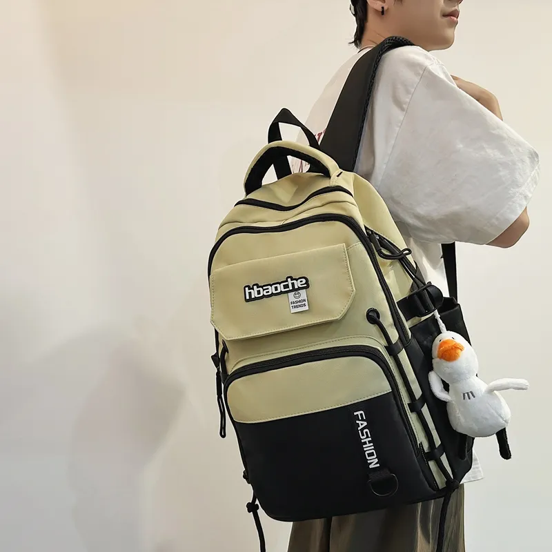 Travel Nylon Backpack Regular Unisex Green/Gray/Khaki/Blue/White-2
