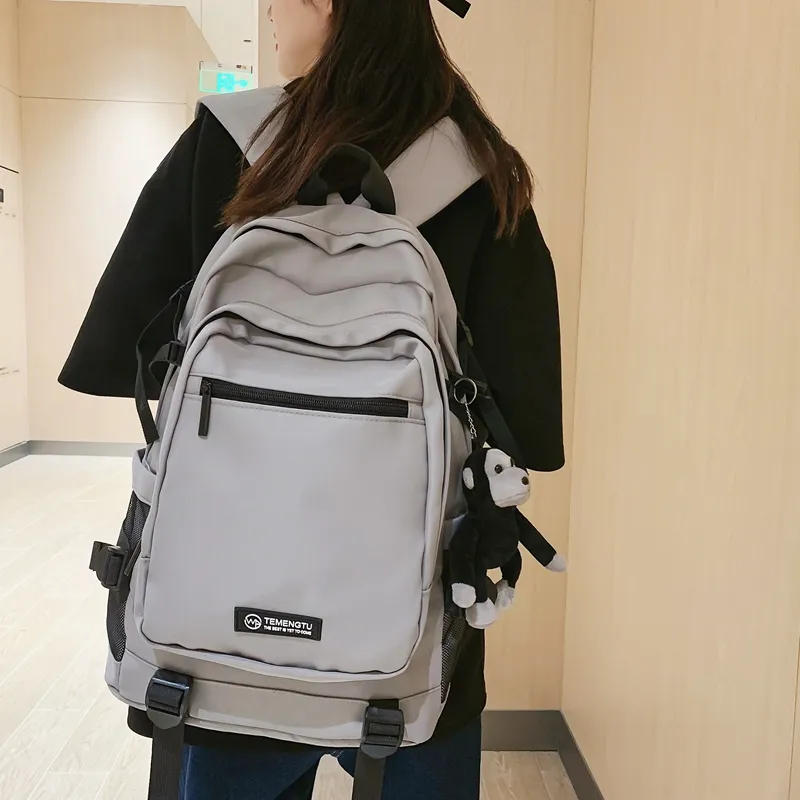 Travel Nylon Backpack Regular Unisex Black/Gray/Red/Light Purple-10