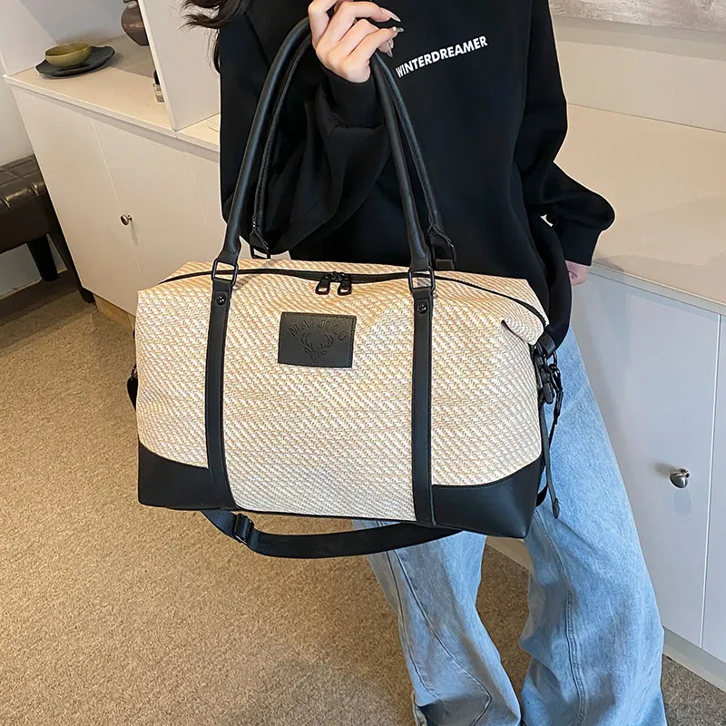 Travel PU Travel Bag Unisex Khaki/Pink/Black/Gray-4