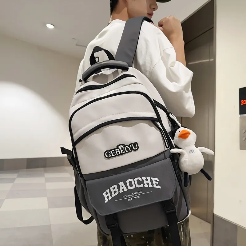 Travel Nylon Backpack Unisex Gray Blue/Gray/Khaki/White Blue/Black-5