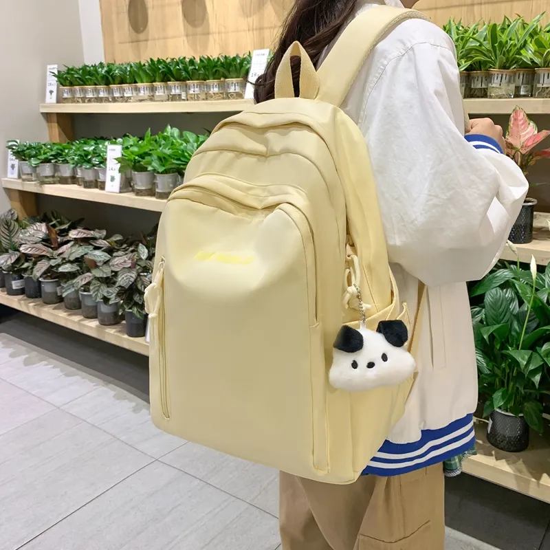 Travel Nylon Backpack Regular Unisex Black/White/Yellow/Pink/Blue-25