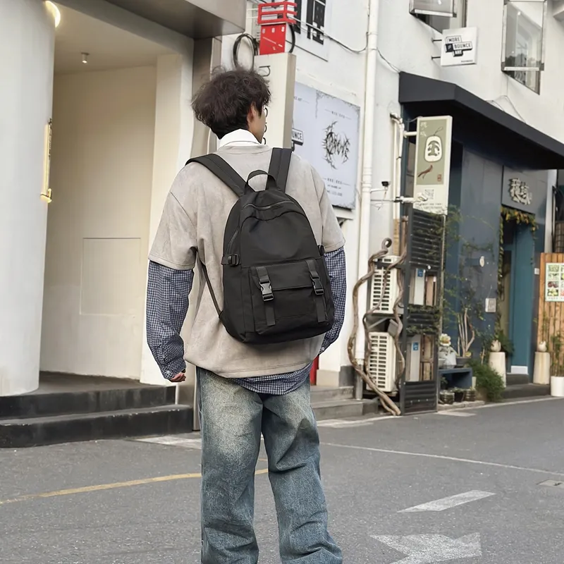 Travel Nylon Backpack Unisex Black/Gray/Khaki/Pink/Green/Purple-2
