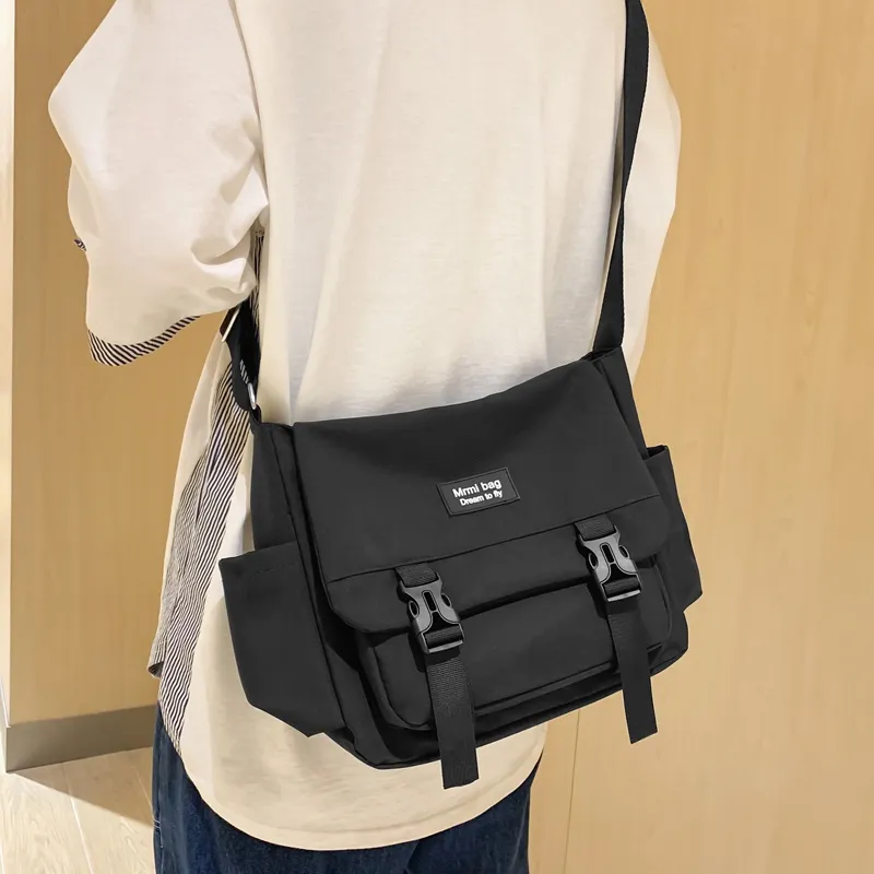Travel Nylon Crossbody Bag Regular Unisex Black/White/Gray-2