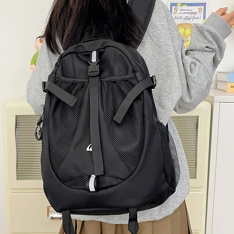 Travel Nylon Backpack Regular Unisex Black/Gray-1