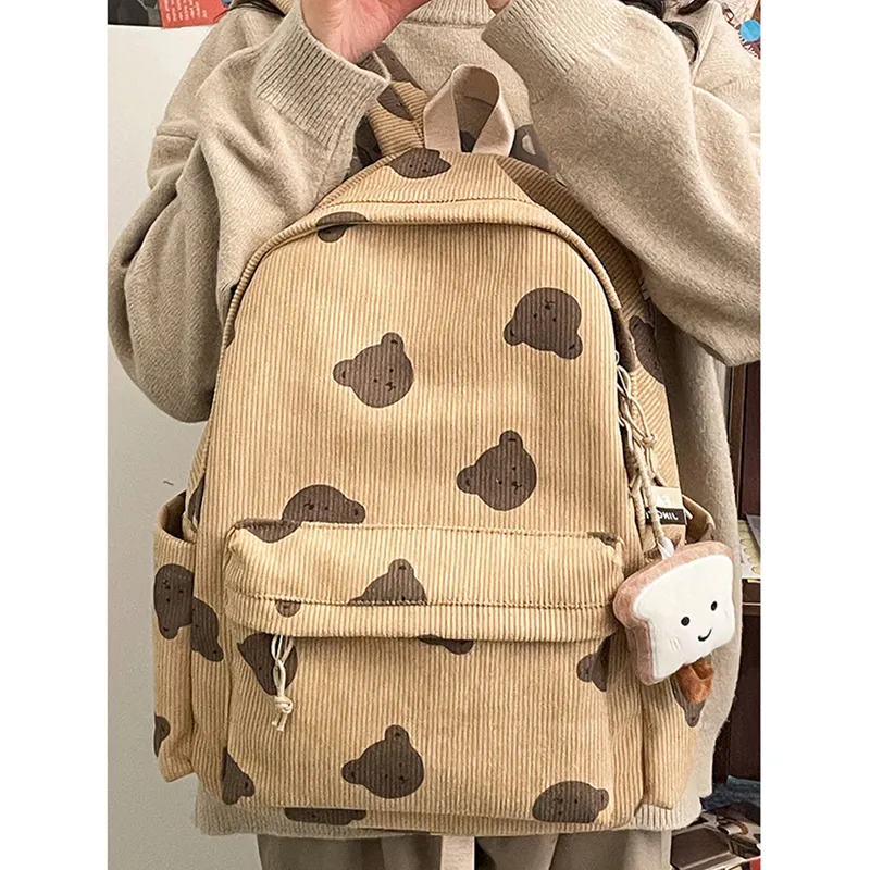 Travel Corduroy Backpack Regular Unisex Cub/Bunny-7