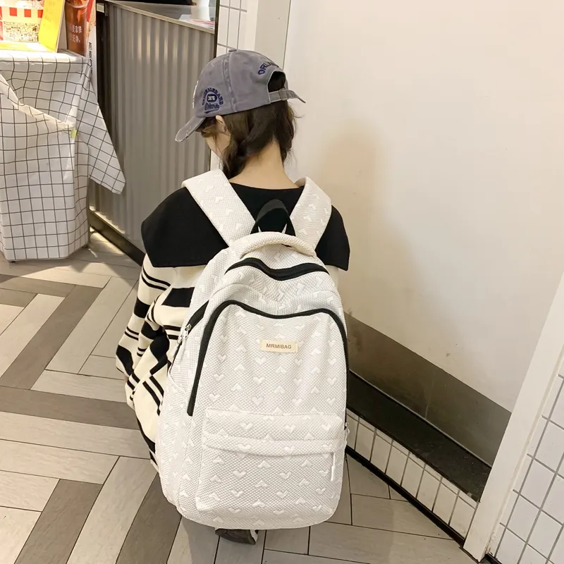 Travel Nylon Backpack Women's Light Gray/Green/Ecru/Pink-1