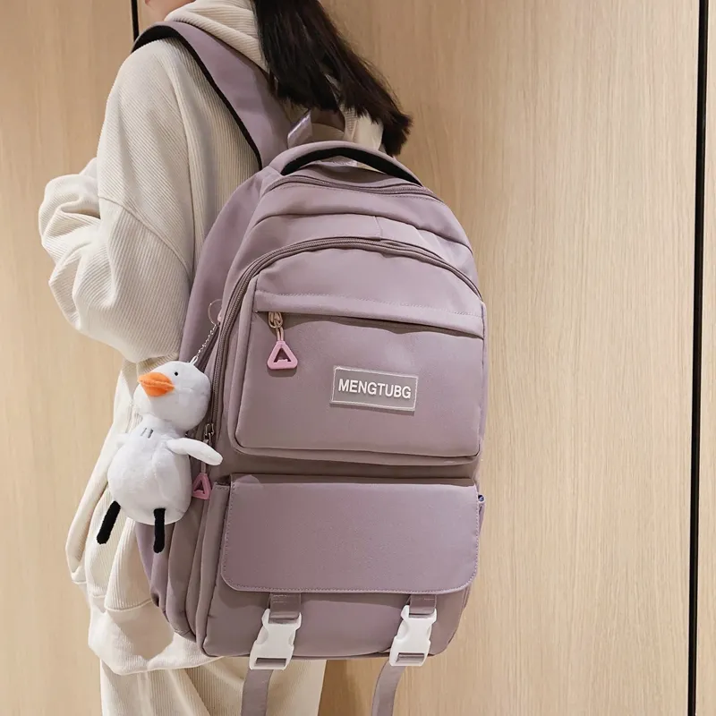 Travel Nylon Backpack Unisex Black/White/Purple/Gray-20