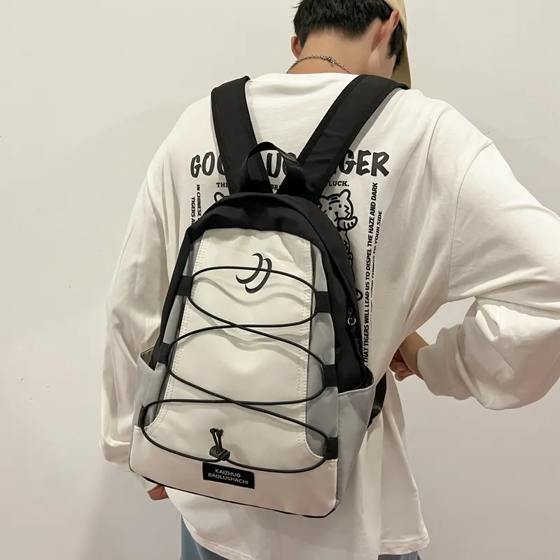 Travel Nylon Backpack Regular Unisex Black/Brown/Dark Blue/Light Blue-4