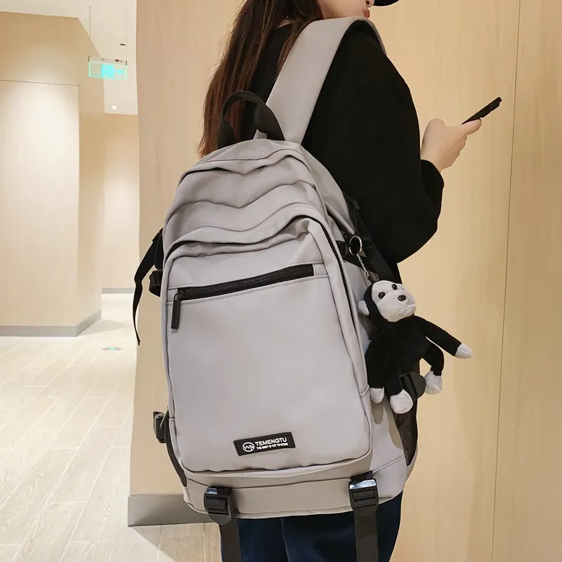 Travel Nylon Backpack Regular Unisex Black/Gray/Red/Light Purple-14