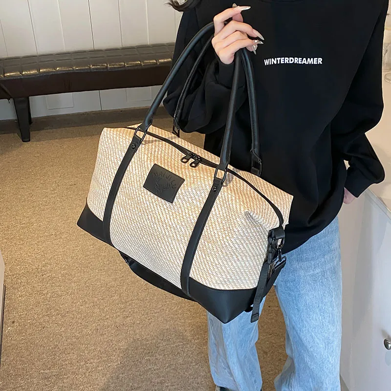 Travel PU Travel Bag Unisex Khaki/Pink/Black/Gray-3