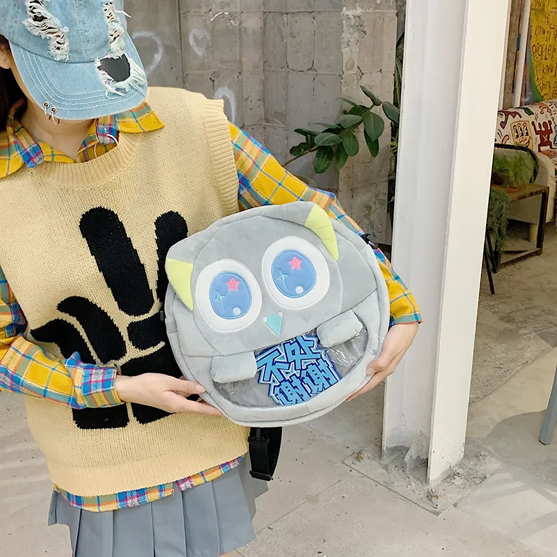 Travel Plush Backpack On The Shoulder Regular Unisex Gray/Black-5
