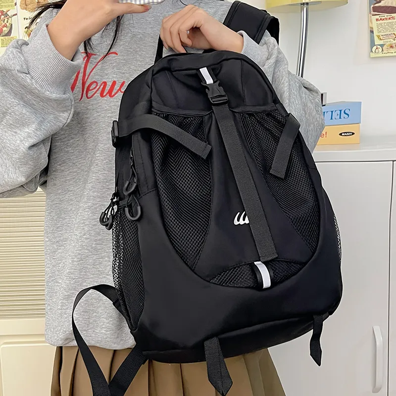 Travel Nylon Backpack Regular Unisex Black/Gray-6