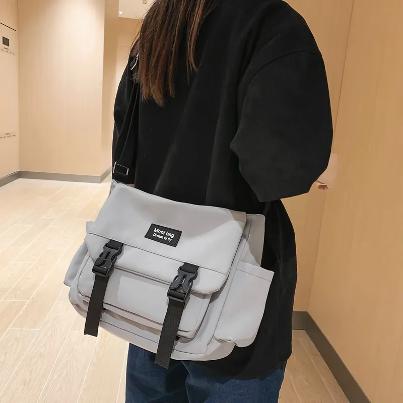 Travel Nylon Crossbody Bag Regular Unisex Black/White/Gray-10