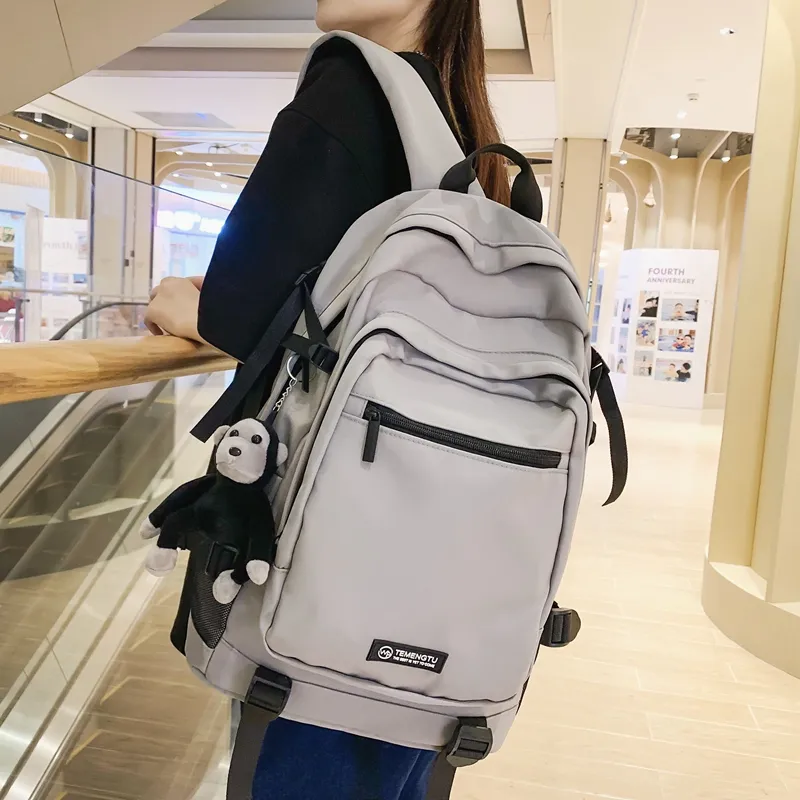 Travel Nylon Backpack Regular Unisex Black/Gray/Red/Light Purple-15