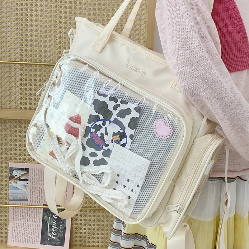 Travel Nylon Fabric One Shoulder Crossbody Backpack Handbag Women's Multicolor-30