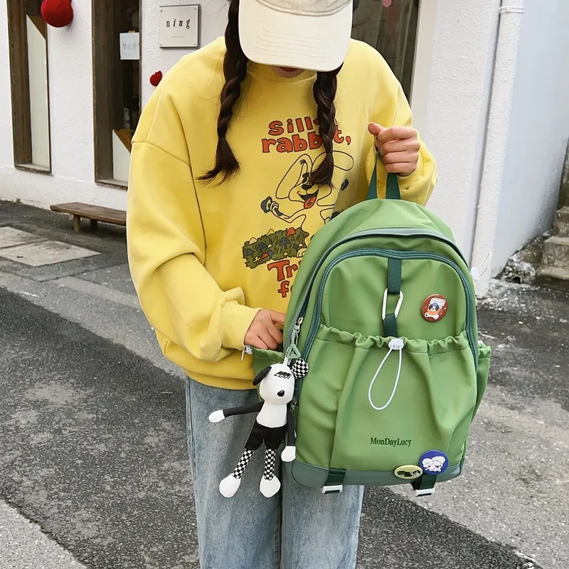 Travel Nylon Backpack Regular Unisex Ecru/Green/Black/Purple/Pink/Khaki-6