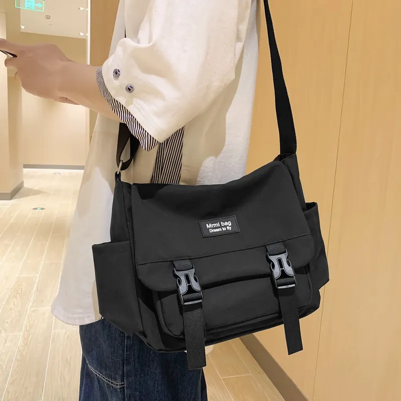 Travel Nylon Crossbody Bag Regular Unisex Black/White/Gray-3