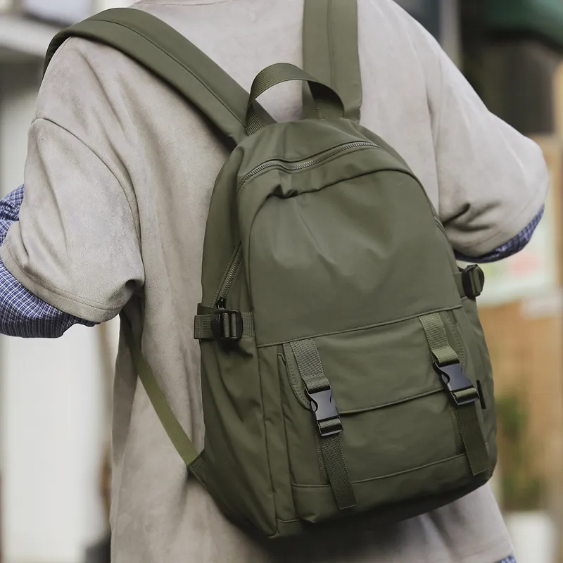 Travel Nylon Backpack Unisex Black/Gray/Khaki/Pink/Green/Purple-13