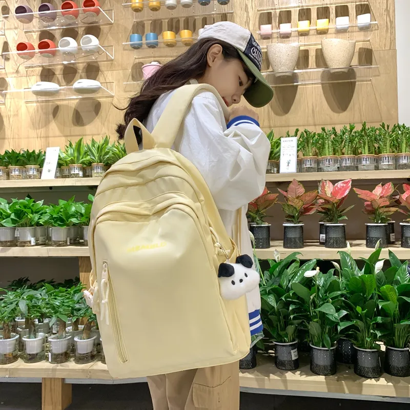 Travel Nylon Backpack Regular Unisex Black/White/Yellow/Pink/Blue-24