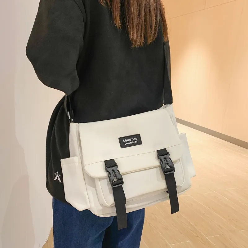 Travel Nylon Crossbody Bag Regular Unisex Black/White/Gray-8