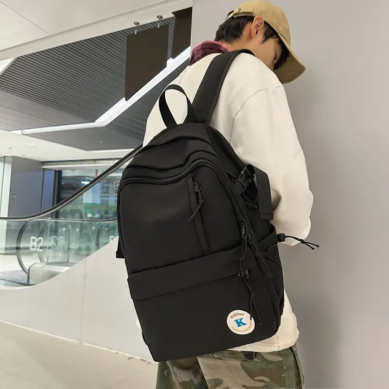 Travel Nylon Backpack Regular Unisex Black/Gray/Yellow-5