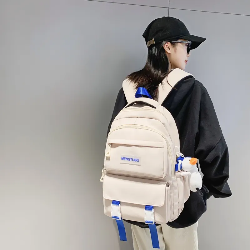 Travel Nylon Backpack Unisex Black/White/Purple/Gray-15