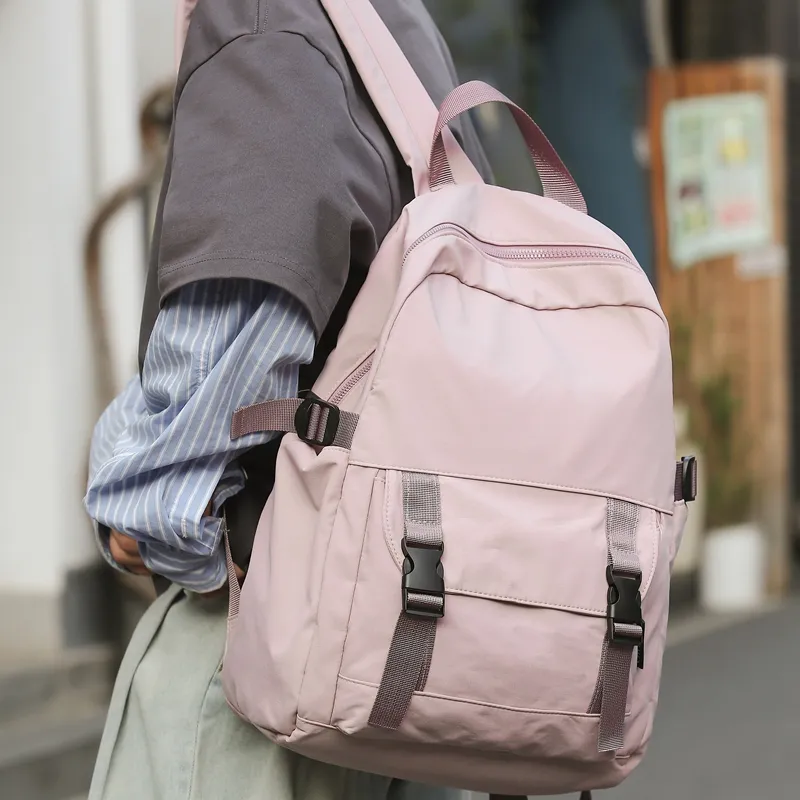 Travel Nylon Backpack Unisex Black/Gray/Khaki/Pink/Green/Purple-11