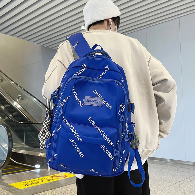 Travel Nylon Backpack Unisex Black/White/Blue/Khaki-18