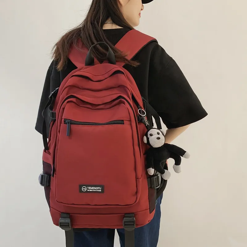 Travel Nylon Backpack Regular Unisex Black/Gray/Red/Light Purple-19