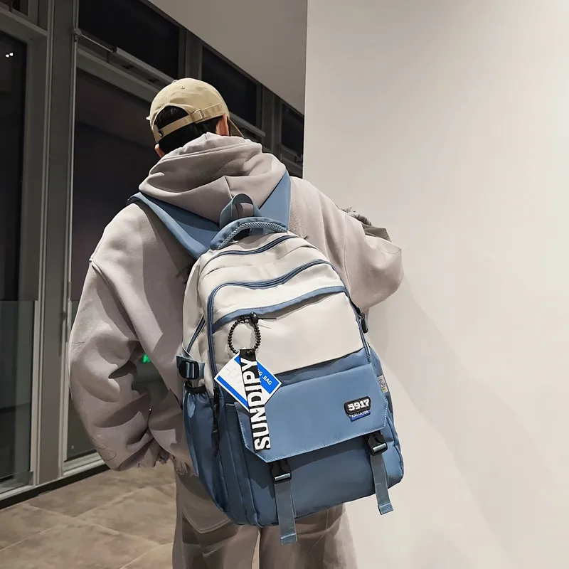 Travel Nylon Backpack Regular Unisex Pure Black/Blue/Black Coffee/Black Gray Color-8