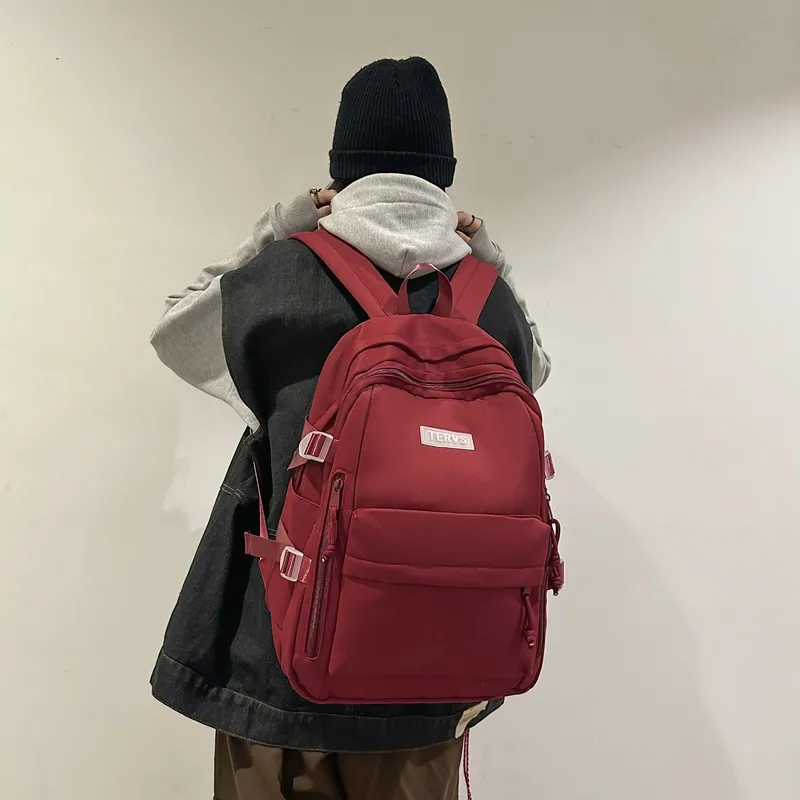 Travel Nylon Backpack Regular Unisex Black/White/Red/Green-24