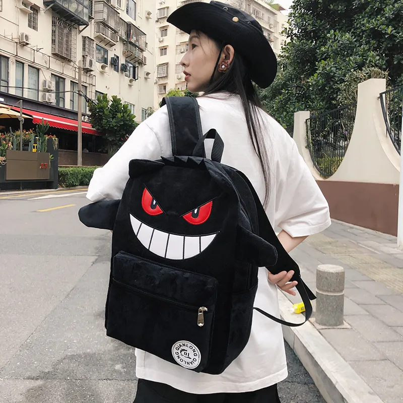 Travel Plush Backpack Unisex Black/Purple-1
