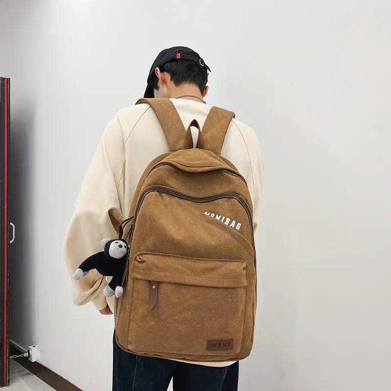 Travel Canvas Backpack Unisex Black/Green/Brown/White/Gray/Khaki-12
