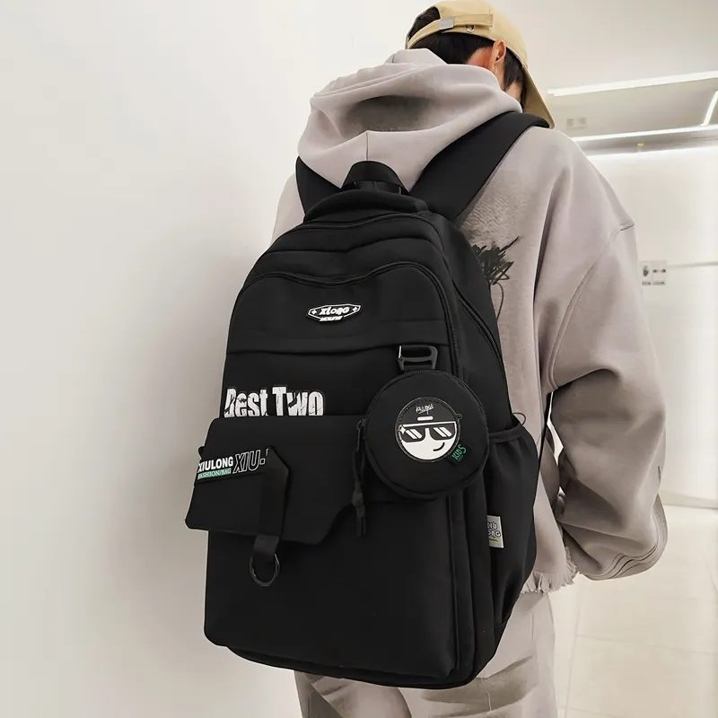 Travel Nylon Backpack Unisex _Nsec Black/Dark Gray/Light Gray/Dark Blue-5