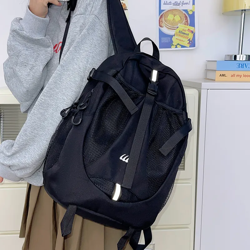 Travel Nylon Backpack Regular Unisex Black/Gray-4