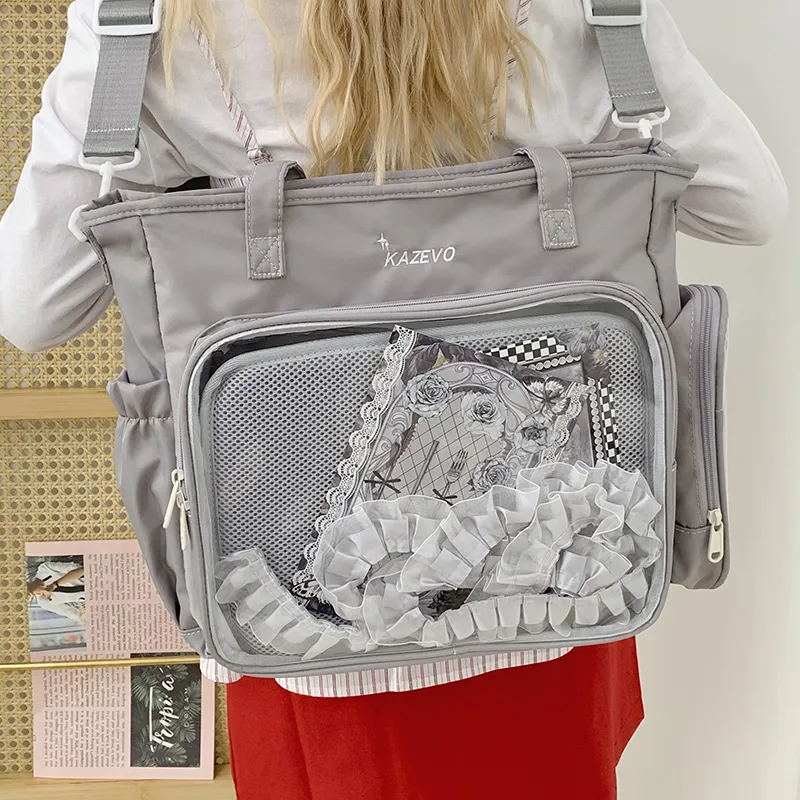 Travel Nylon Fabric One Shoulder Crossbody Backpack Handbag Women's Multicolor-5