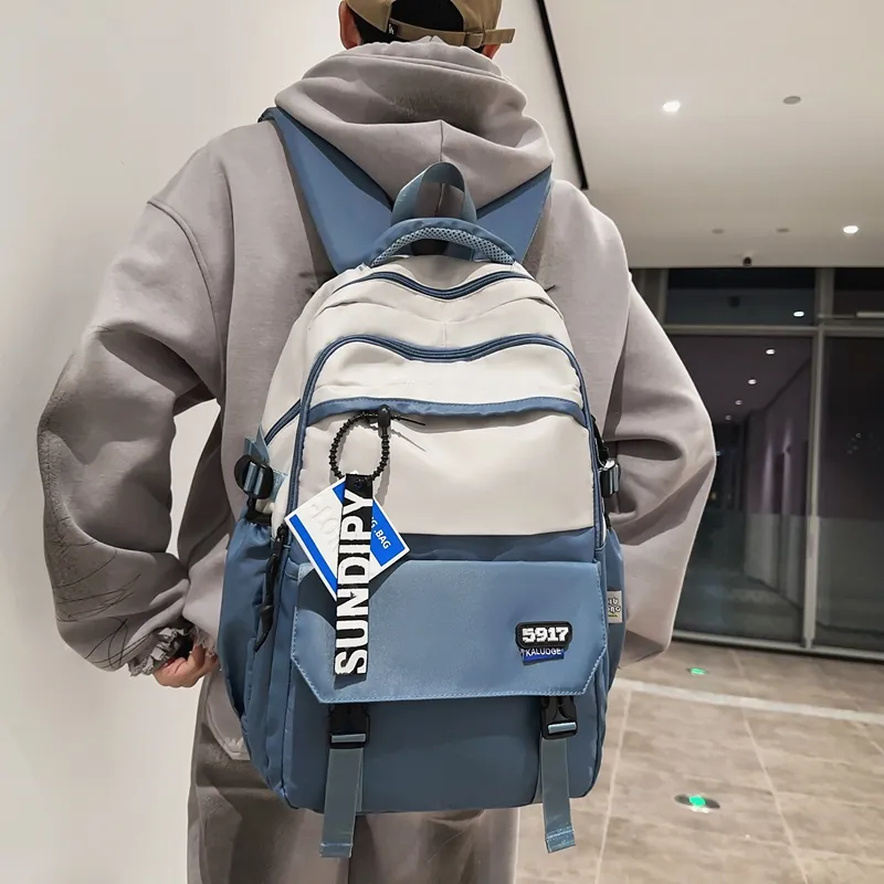Travel Nylon Backpack Regular Unisex Pure Black/Blue/Black Coffee/Black Gray Color-11