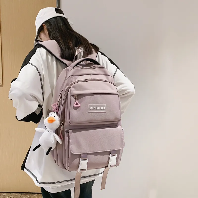 Travel Nylon Backpack Unisex Black/White/Purple/Gray-19