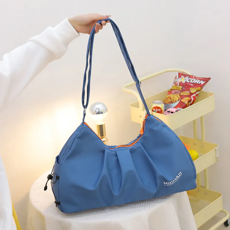Travel Polyester Bonded EVA Gym Bag Large Size Unisex Black/Ecru/Pink/Blue-16