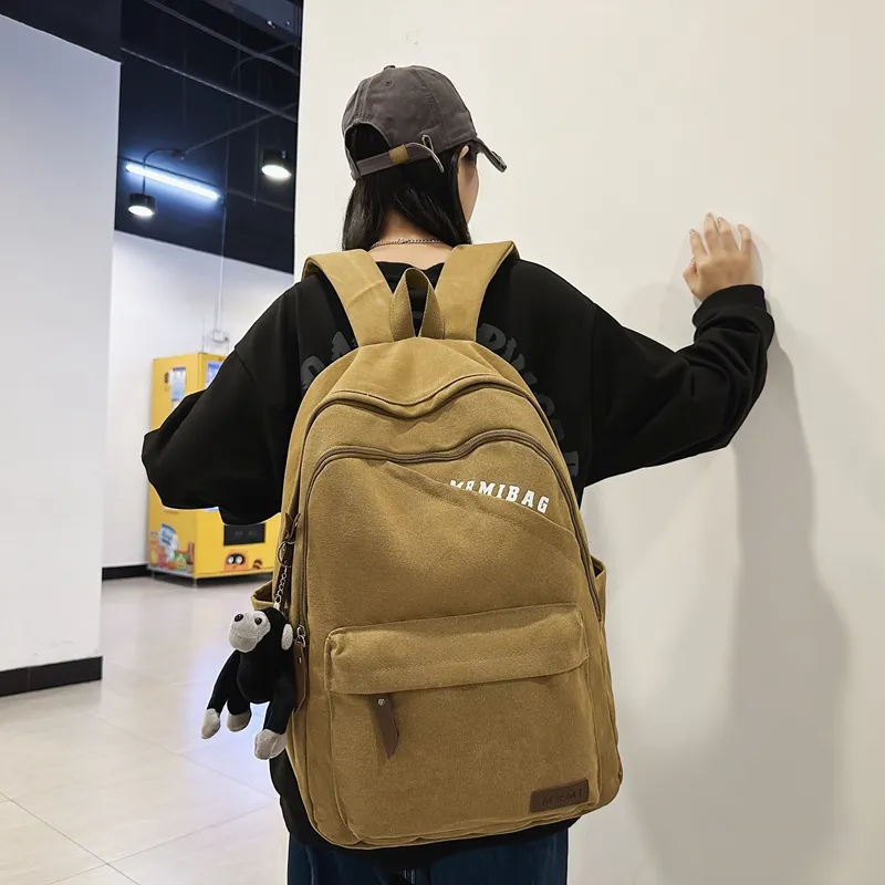 Travel Canvas Backpack Unisex Black/Green/Brown/White/Gray/Khaki-17